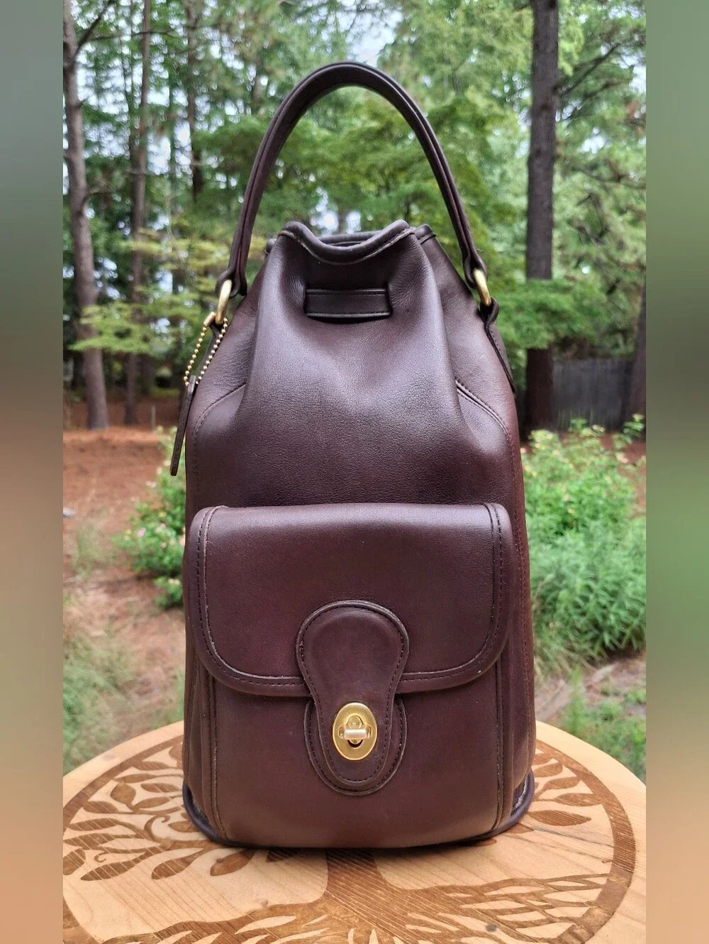 Vintage 1996 Coach Dark Brown Leather Classic Handle Backpack Rucksack #9992